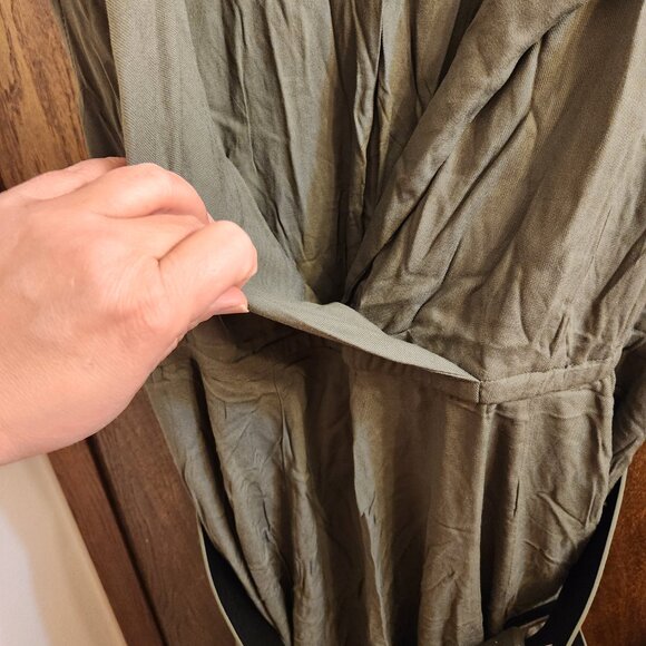 Torrid Size 3 (22/24W) Olive Green Twill Sleeveless Midi Belted Dress NWT - Picture 11 of 16